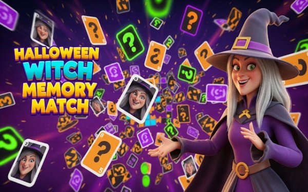 Halloween Witch Memory Match Online Game